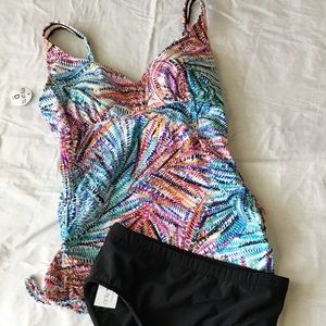 NWT 2 PC Cami Tummy Control Tankini Bathing Suit
